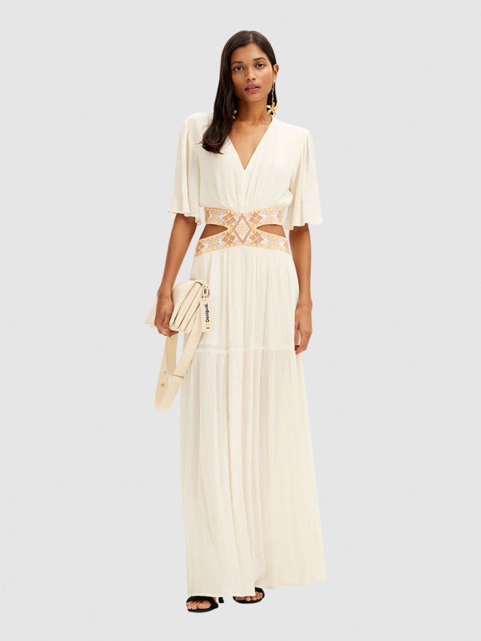 Vestido Mujer Blanco Desigual