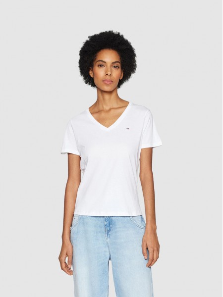 T-Shirt Woman White W / Red Tommy Jeans