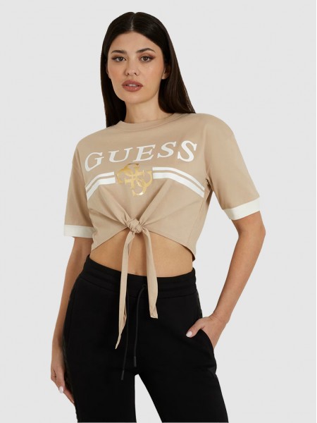 Camiseta Mujer Beige Guess Underwear
