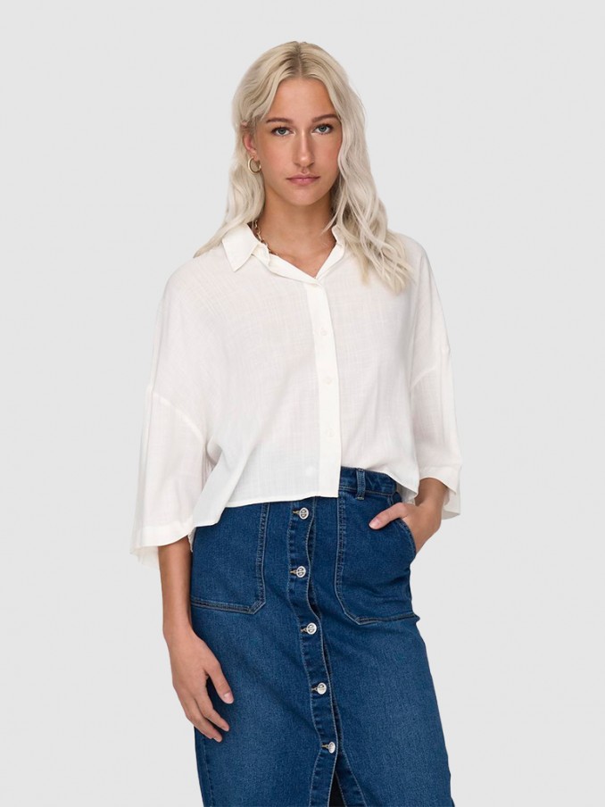 Tops Mulher Onlastrid Life 2/4 Crop Shirt Wvn Noos Only