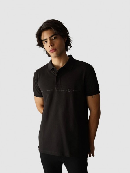 Polo Shirt Man Black Calvin Klein