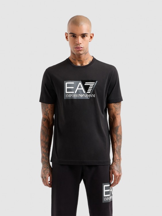 EA7 EMPORIO ARMANI クルーネックTシャツ 3dpt09-pj02z T-Shirt Man Ea7 Emporio Armani Black - 3DPT09PJ02Z.2 - Mellmak
