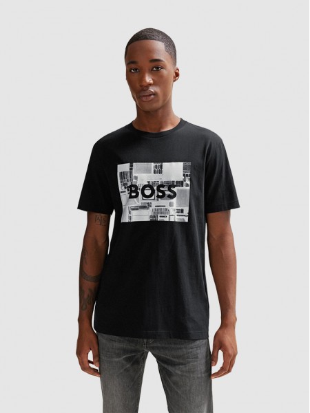 Camiseta Hombre Negro Boss