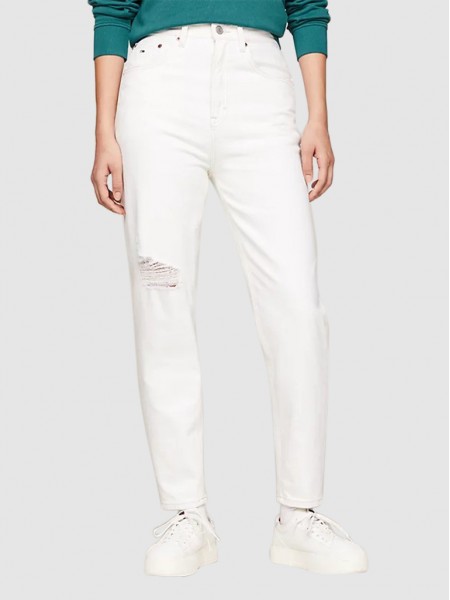 Pantalones Mujer Blanco Tommy Jeans