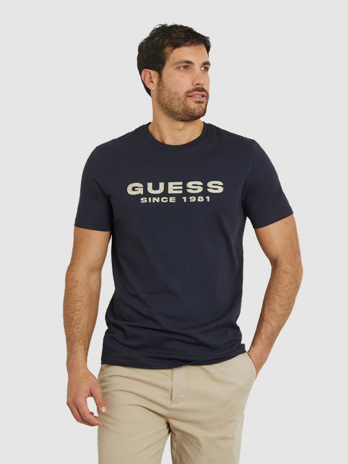 T-Shirt Man Navy Blue Guess