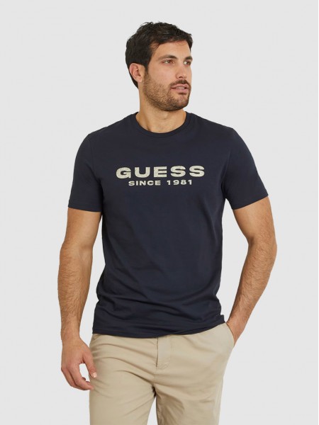 T-Shirt Man Navy Blue Guess