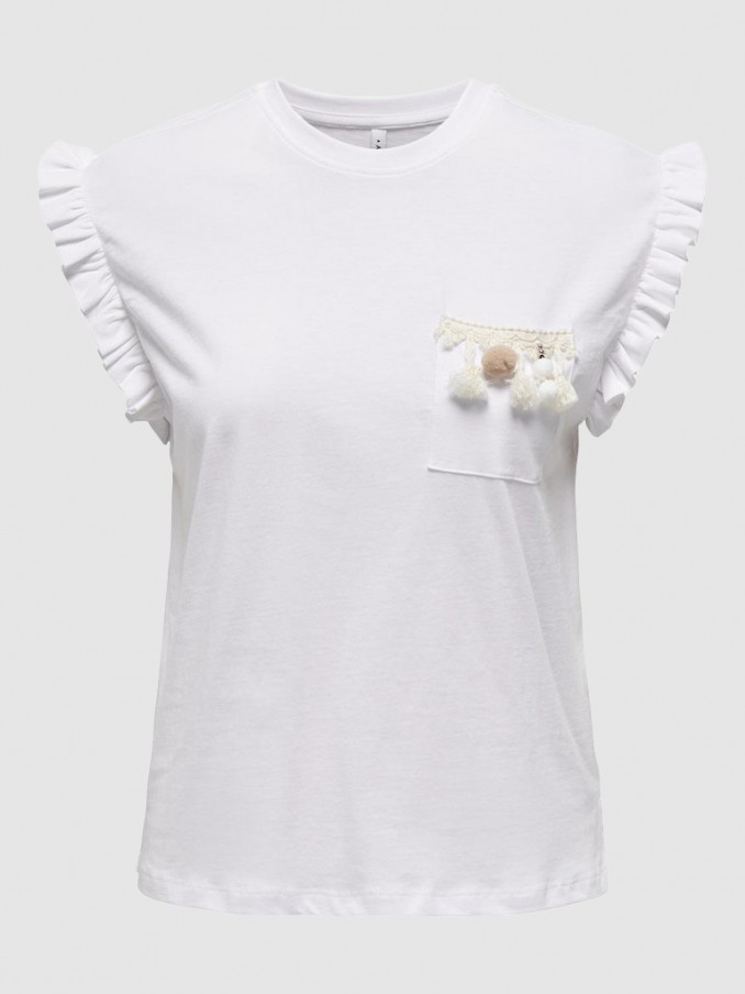 Camiseta Mujer Blanco Con Beige Only