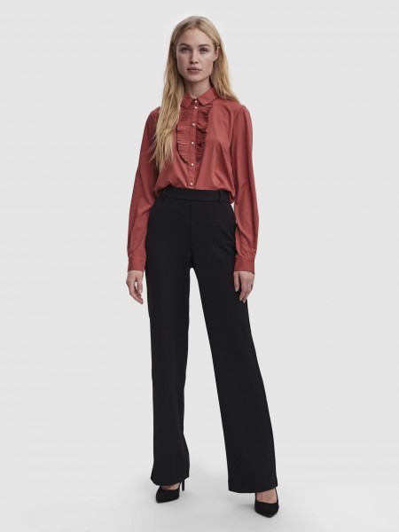 Cal�as Vero Moda Mulher Vmmaya Mw Straight Solid Pant Noos