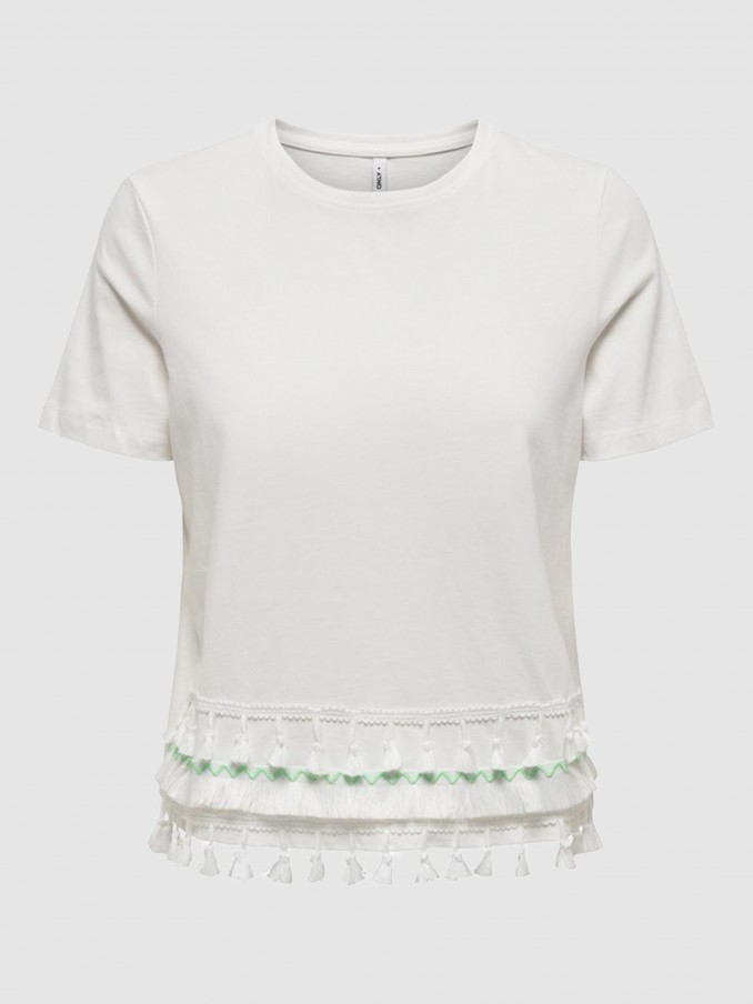 T-Shirt Mulher Onlfilippa Life S/s Tassel Top Jrs Only