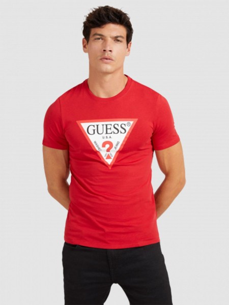 Camiseta Hombre Rojo Guess