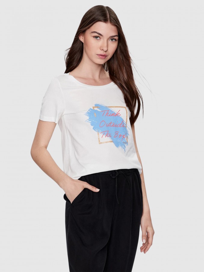T-Shirt Woman White W / Blue Vero Moda