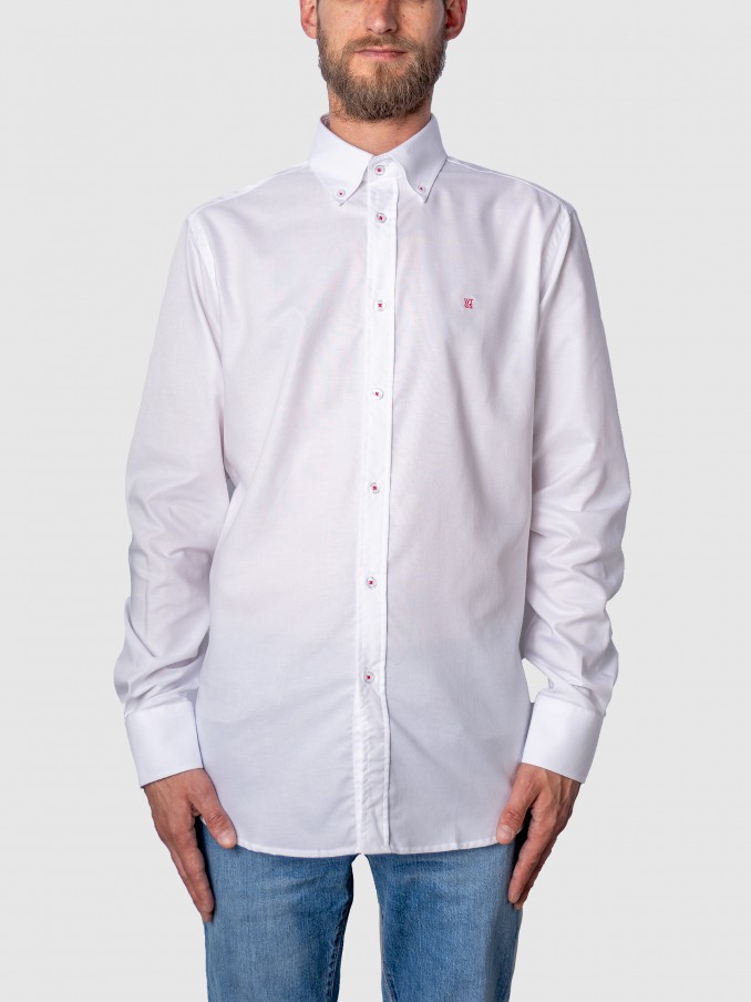 Camisa Hombre Blanco Con Rojo Westrags