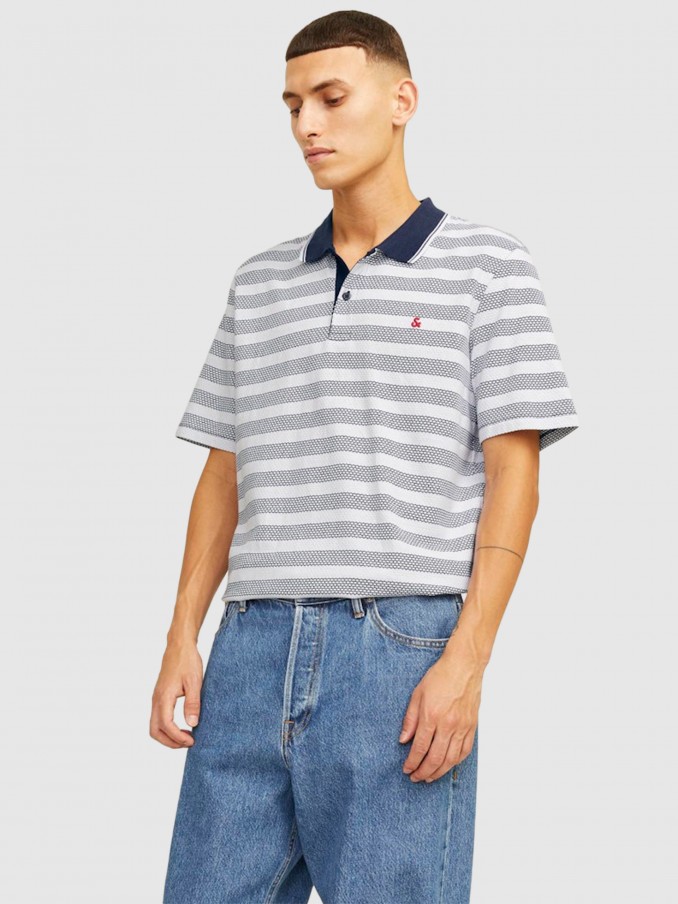 Polo Shirt Man Blue Stripe Jack & Jones