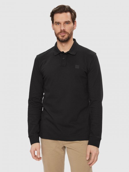 Polo Hombre Negro Boss Orange