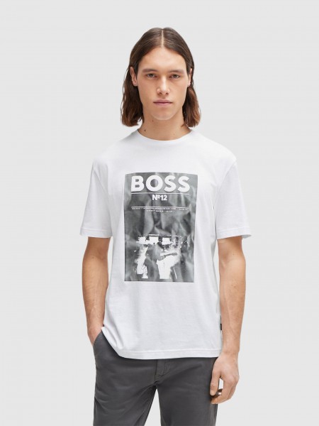 T-Shirt Man White W / Black Boss