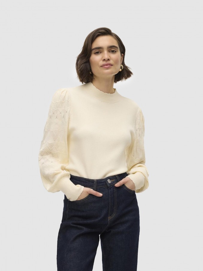 Sueter Mujer Crema Vero Moda