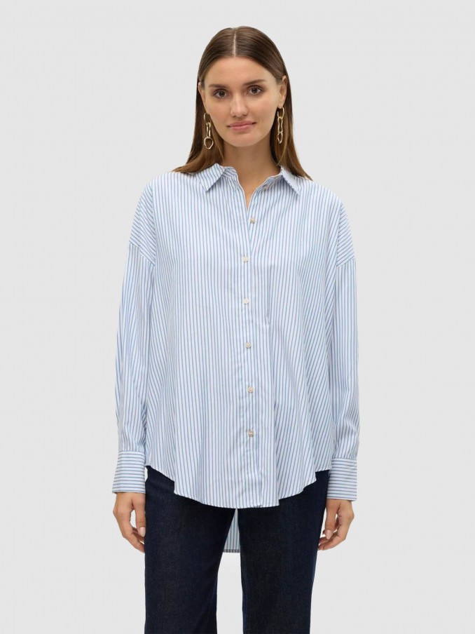 Camisa Mujer Raya Azul Vero Moda