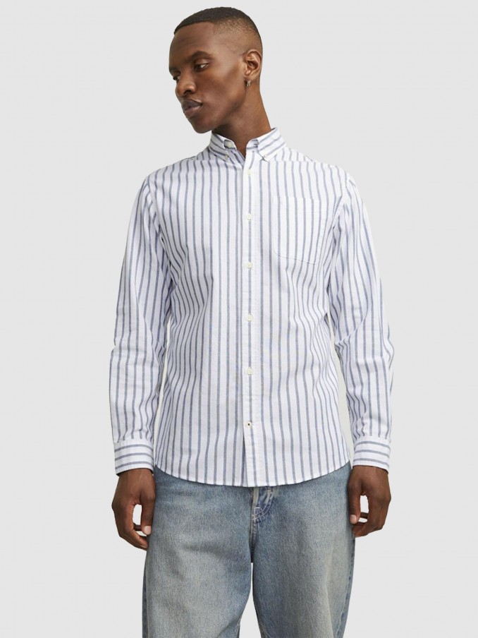 Camisa Hombre Raya Azul Jack & Jones