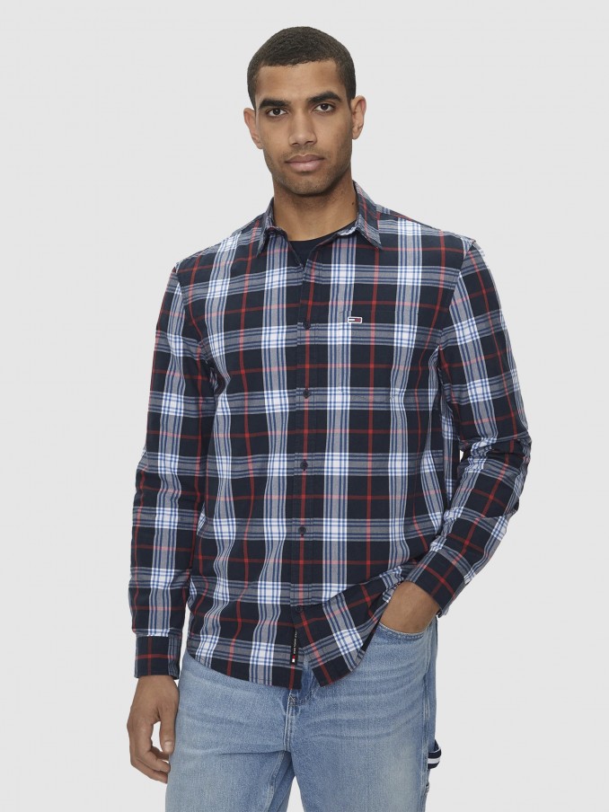 Shirt Man Blue Square Tommy Jeans