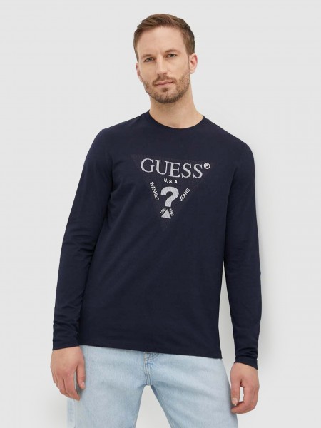 Pullover Man Navy Blue Guess