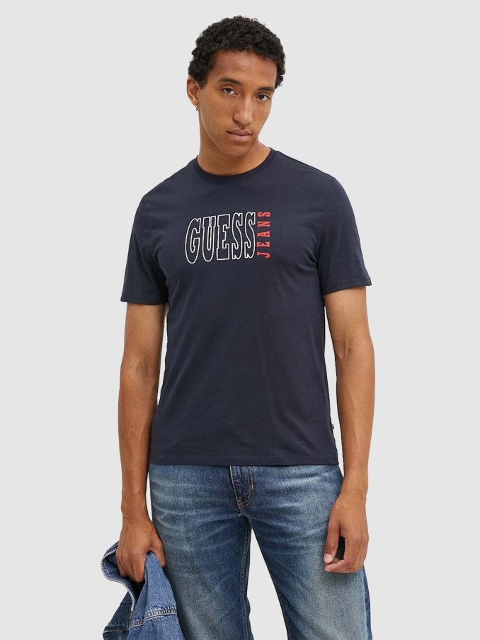 Camiseta Hombre Azul Oscuro Guess Jeans