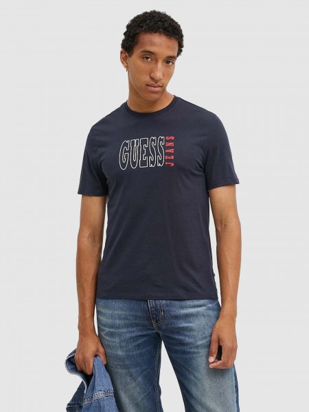 T-Shirt Man Dark Blue Guess Jeans