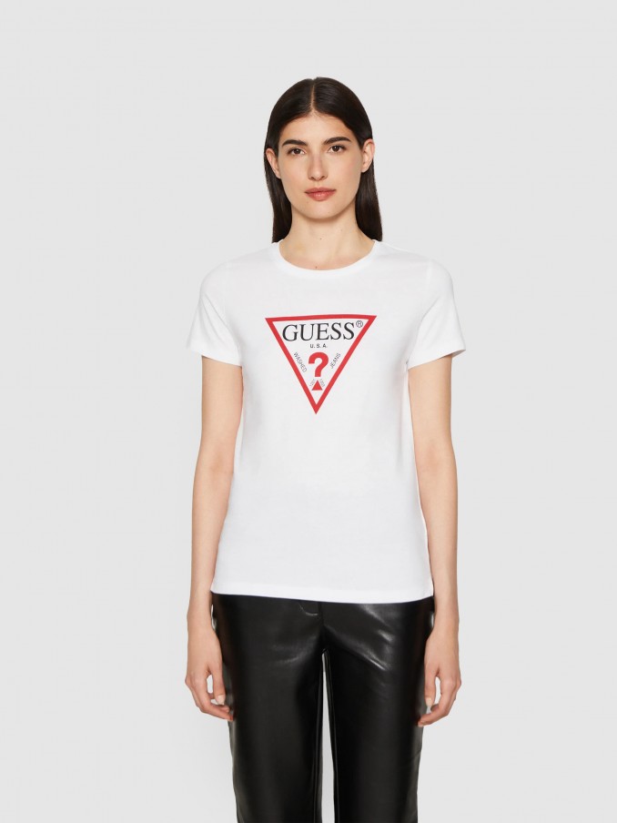 T-Shirt Woman White Guess Jeans