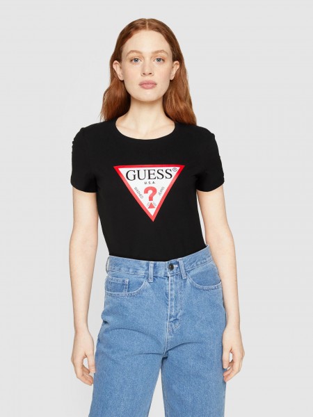 T-Shirt Woman Black Guess Jeans