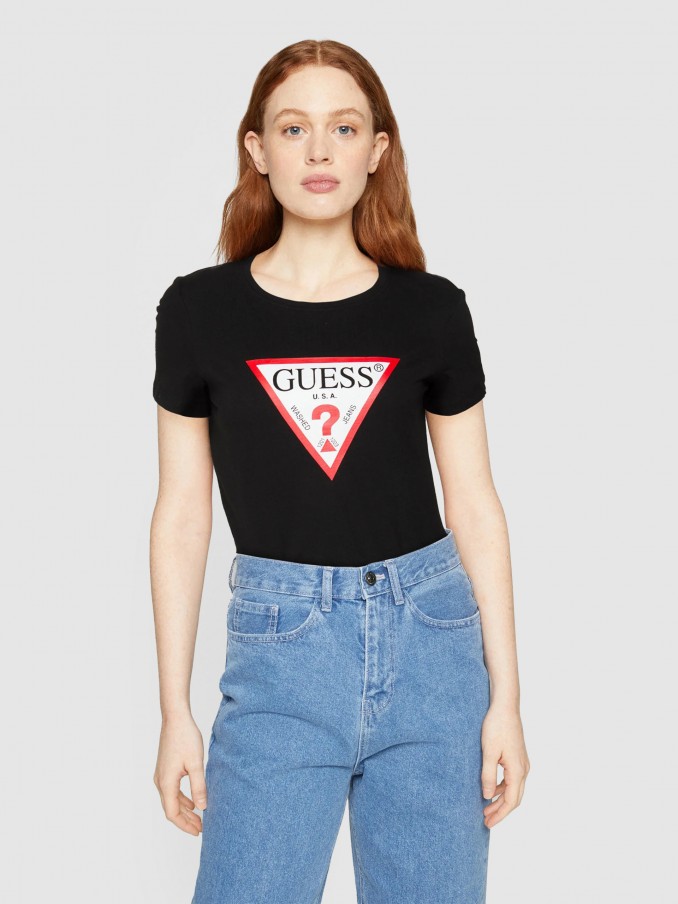 T-Shirt Woman Black Guess Jeans