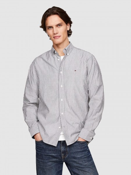 Camisa Hombre Raya Azul Tommy Hilfiger