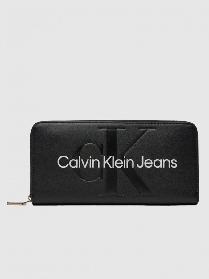 Wallet Woman Black W / White Calvin Klein