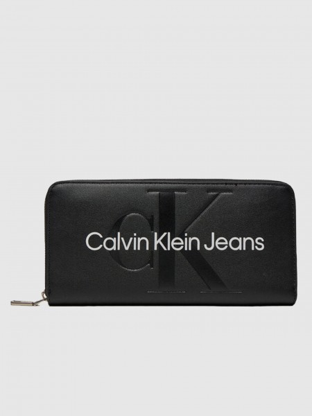 Billetera Mujer Negro Con Blanco Calvin Klein