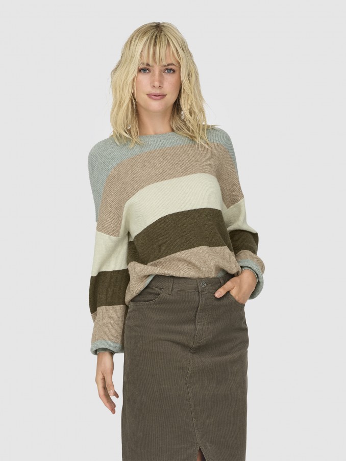 Pullover Woman Green Stripe Only