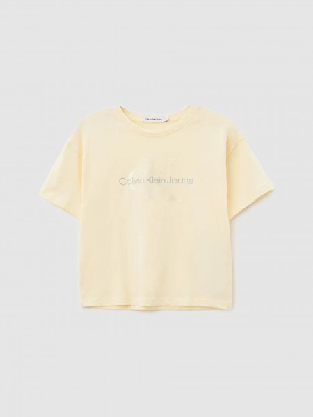 T-Shirt Girl Beige Calvin Klein