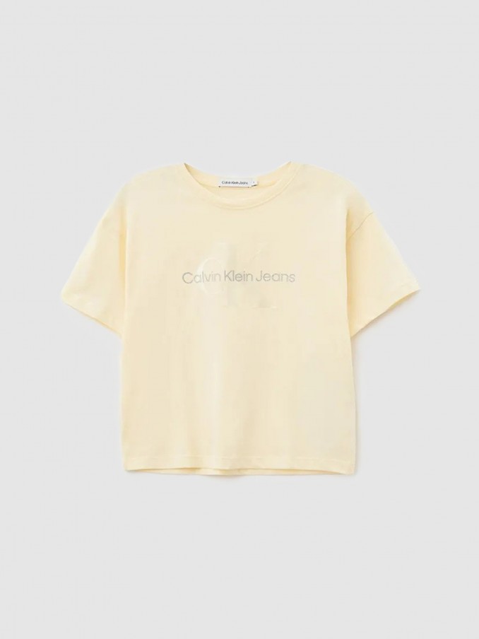 T-Shirt Girl Beige Calvin Klein