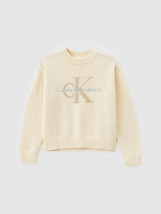 Pullover Girl Beige Calvin Klein