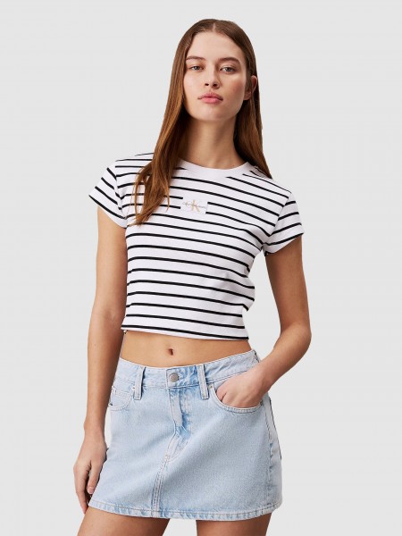 T-Shirt Woman Black Stripe Calvin Klein