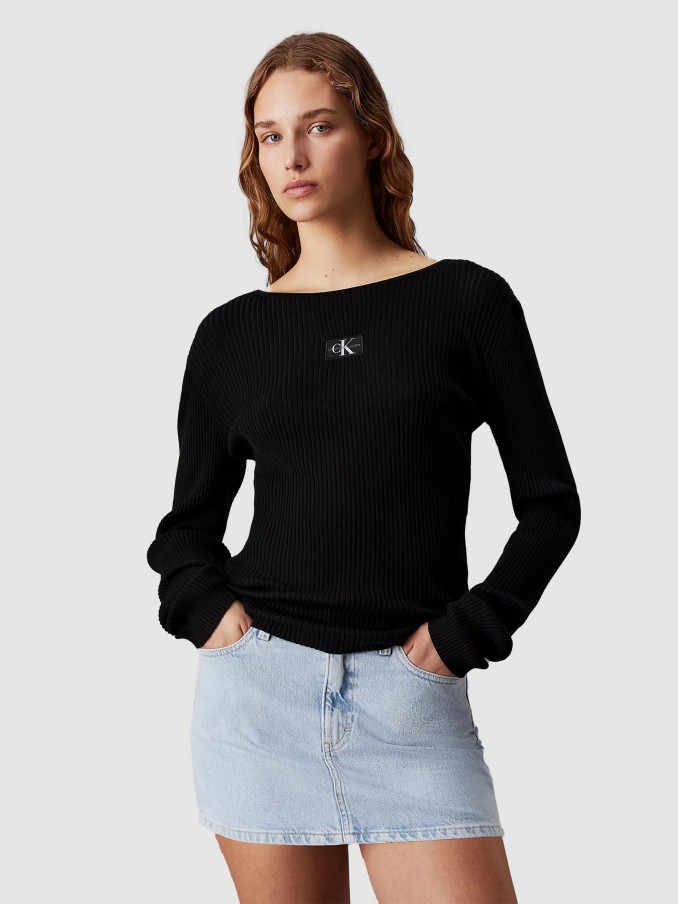 Sueter Mujer Negro Calvin Klein