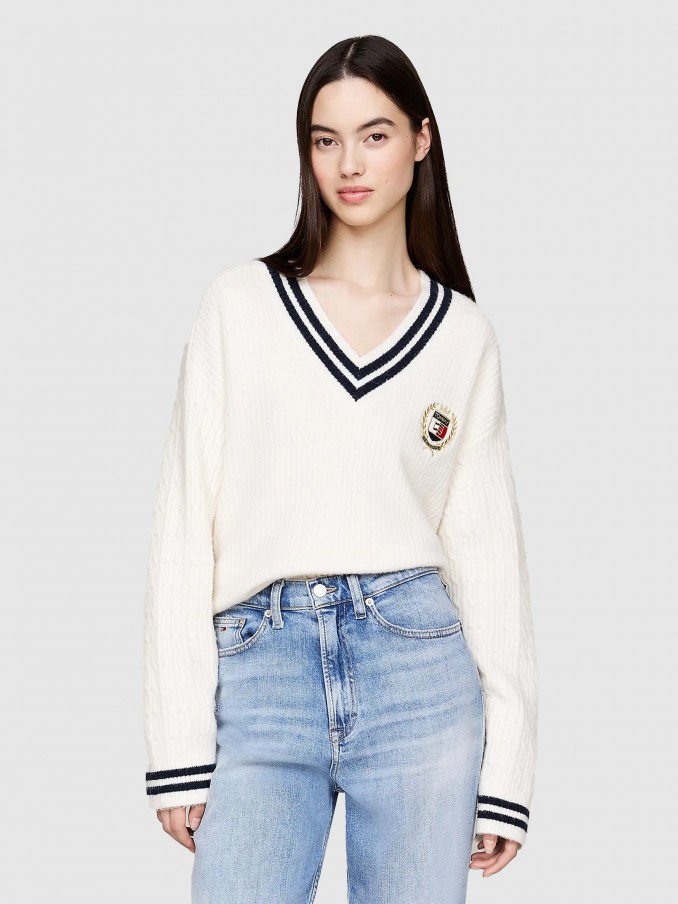 Sueter Mujer Blanco Tommy Jeans