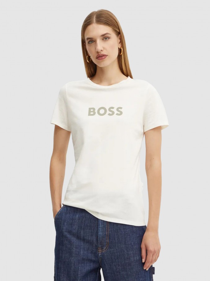 T-Shirt Woman White Boss Orange