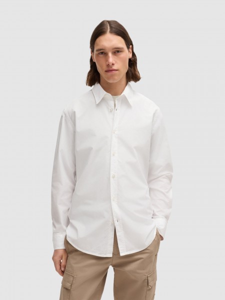 Camisa Hombre Blanco Boss Orange