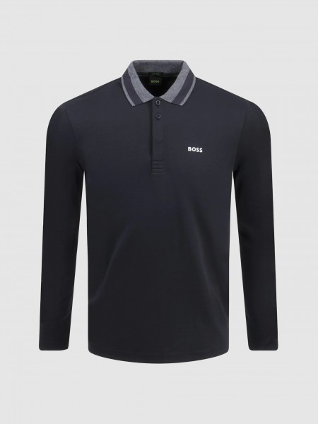 Polo Shirt Man Dark Blue Boss Green