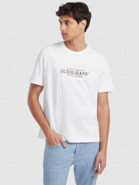 T-Shirt Man White Guess Jeans