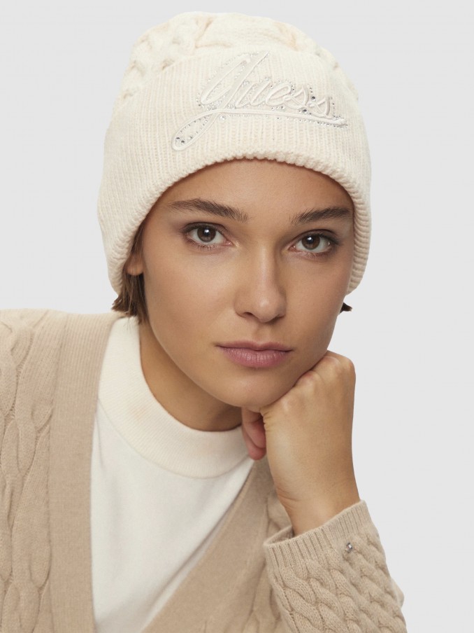 Beanie Woman Cream Guess