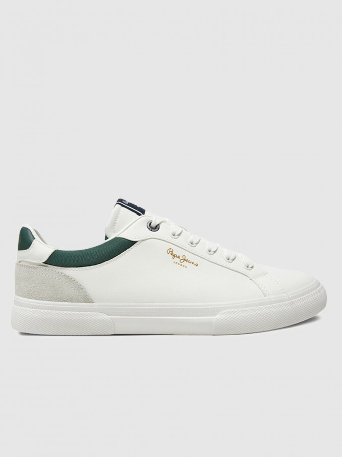 Tenis Hombre Blanco Con Verde Pepe Jeans London