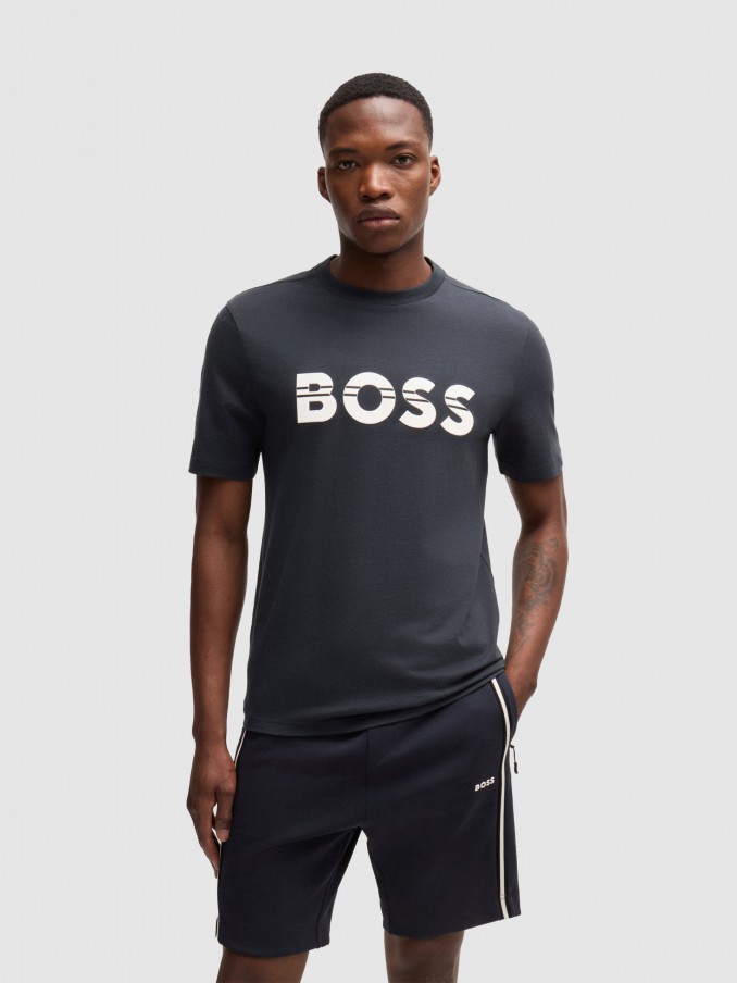 T-Shirt Man Dark Blue Boss Green