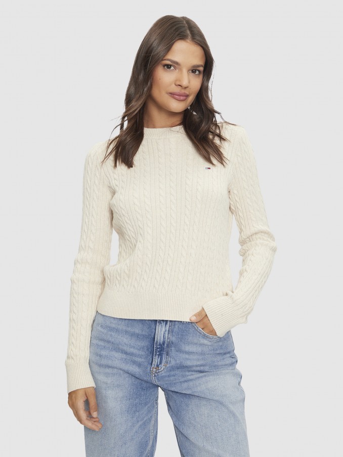 Pullover Woman Beige Tommy Jeans