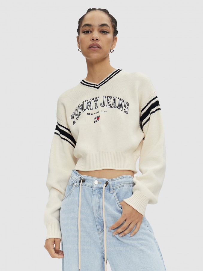 Pullover Woman White Tommy Jeans