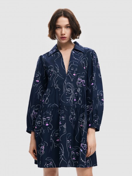 Dress Woman Navy Blue Desigual