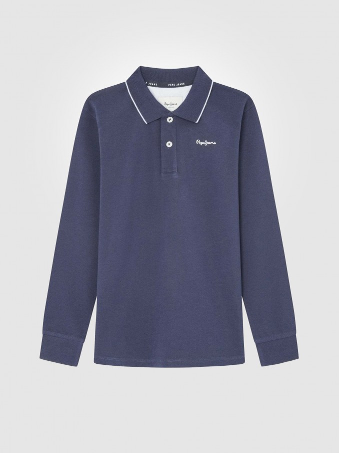 Polo Shirt Boy Navy Blue Pepe Jeans London